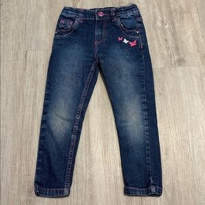 Girls' Denim Jeans with Butterfly Embroidery
